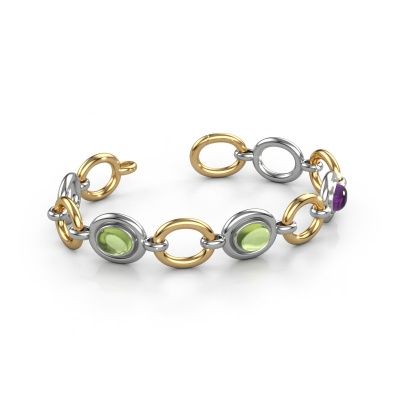 Link bracelet Maxima 3 585 white gold peridot 9x7 mm