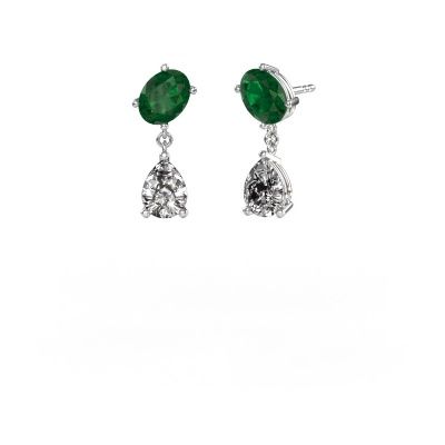 Earrings Toi et Moi OVL-PER 950 platinum emerald 8x6 mm