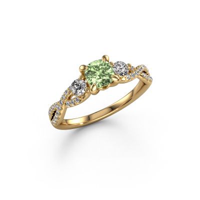 Engagement ring Marilou CUS 585 gold green lab grown diamond 5 mm