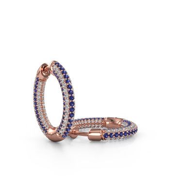 Hoop earrings Hope 13mm 585 rose gold sapphire 1 mm