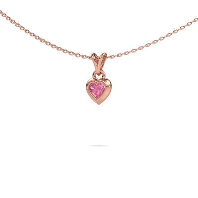 Hanger Charlotte Heart 585 rosé goud roze saffier 4 mm
