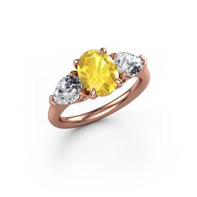 Engagement ring Carma OVL 585 rose gold yellow sapphire 9x7 mm
