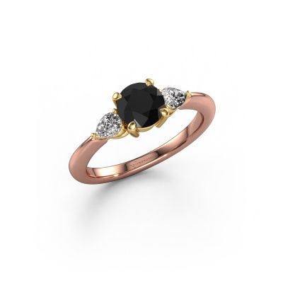 Bague de fiançailles Chanou RND 585 or rose diamant noir 1.38 crt