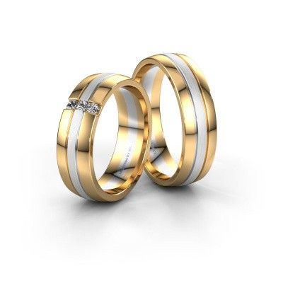 Wedding rings set WH0426LM26APM ±6x1.7 mm 14 Carat gold diamond 0.03 crt