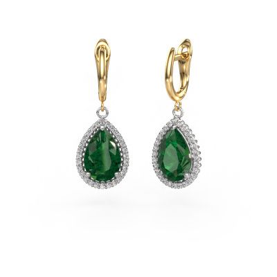 Drop earrings Tilly per 3 585 white gold emerald 12x8 mm
