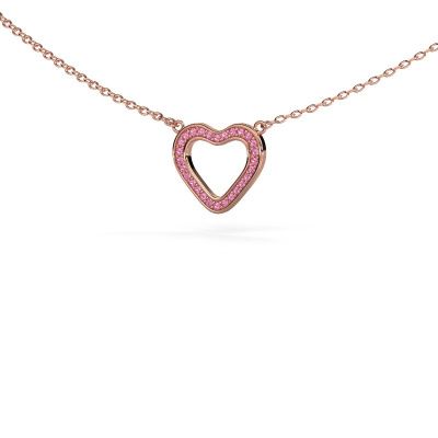Pendant Heart 3 585 rose gold pink sapphire 0.8 mm