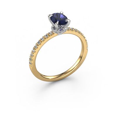 Engagement ring Crystal OVL 4 585 gold sapphire 7x5 mm