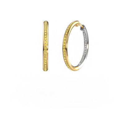 Hoop earrings Sina 20mm 585 gold yellow sapphire 1.1 mm