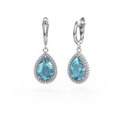 Drop earrings Tilly per 3 950 platinum blue topaz 12x8 mm