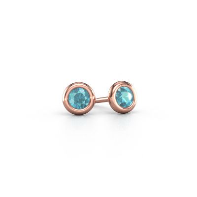 Stud earrings Lieke RND 585 rose gold blue topaz 4 mm