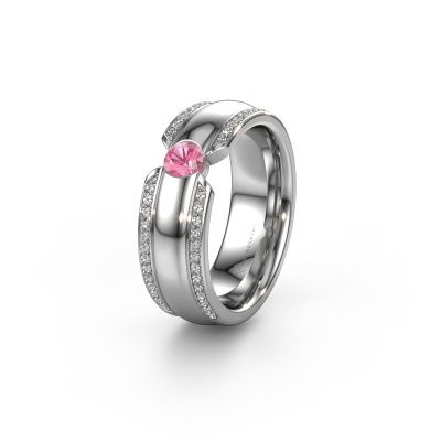 Wedding ring WHR0575L 950 platinum pink sapphire ±0.28x0.08 in