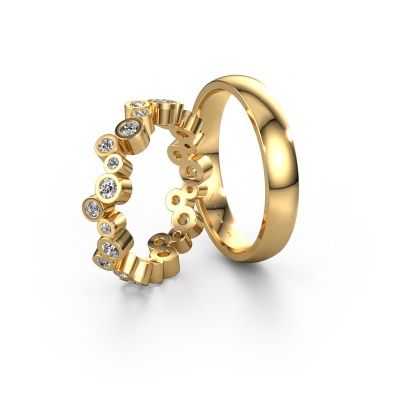 Eheringe set WHR0052LM24AP ±4x1.7 mm 14 Karat Gold Aquamarin 2.5 mm