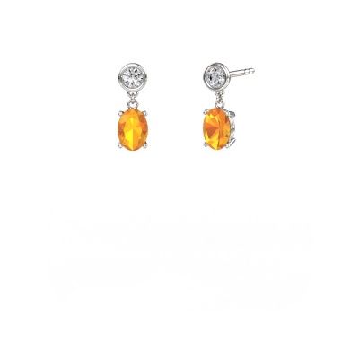 Pendants d'oreilles Lacey OVL 950 platine citrine 7x5 mm