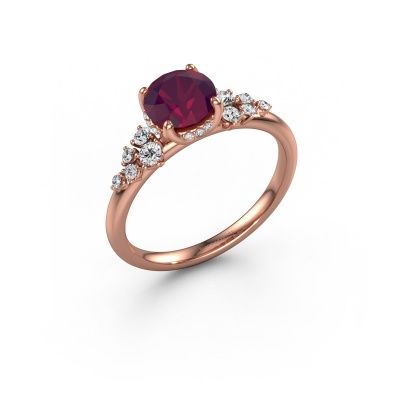 Verlobungsring Emma RND 585 Roségold Rhodolit 6.5 mm