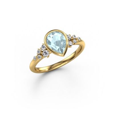 Engagement ring Aliyah PER 585 gold aquamarine 8x6 mm