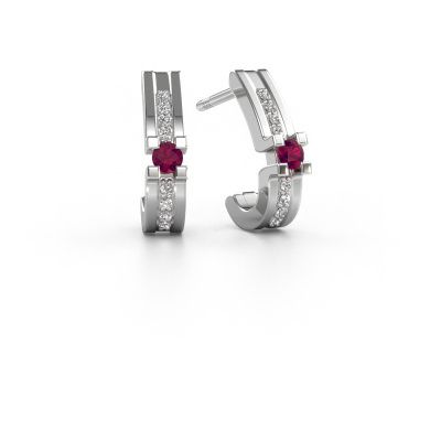 Earrings Myrthe 950 platinum rhodolite 2.5 mm
