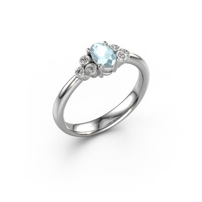 Engagement ring Lucy 1 950 platinum aquamarine 6x4 mm
