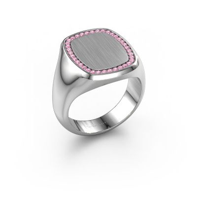 Men's ring Floris Cushion 4 585 white gold pink sapphire 1.2 mm