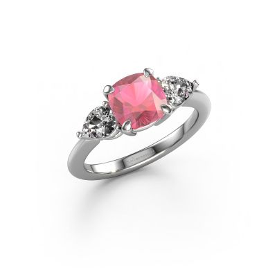 Engagement ring Chanou CUS 585 white gold tourmaline pink 7 mm