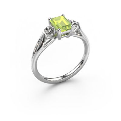 Engagement ring Amie EME 950 platinum peridot 7x5 mm