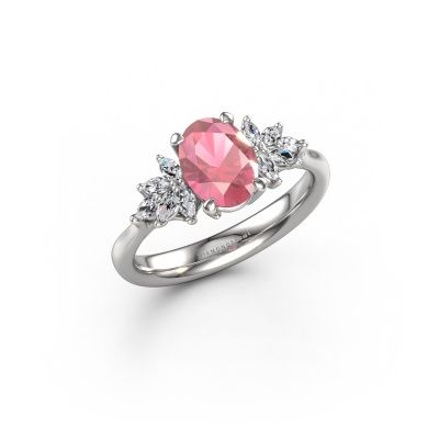 Engagement ring Fiona OVL 950 platinum tourmaline pink 8x6 mm