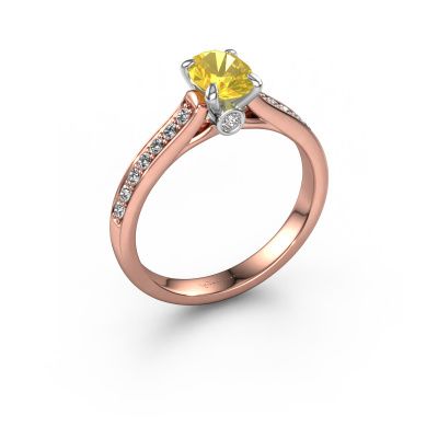 Engagement ring Valorie ovl 2 585 rose gold yellow sapphire 7x5 mm
