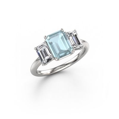 Verlobungsring Sandra 950 Platin Aquamarin 8x6 mm