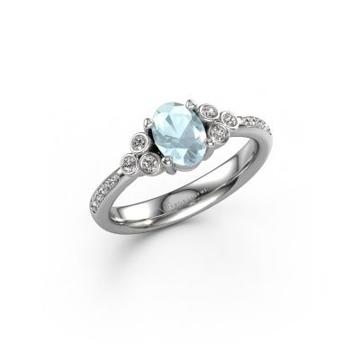 Engagement ring Lucy 2 585 white gold aquamarine 7x5 mm