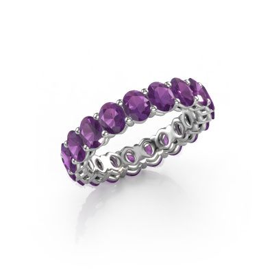 Stackable ring Heddy OVL 3.5x4.5 585 white gold amethyst 4.5x3.5 mm