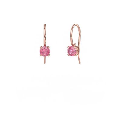 Drop earrings Cleo RND 585 rose gold pink sapphire 5 mm