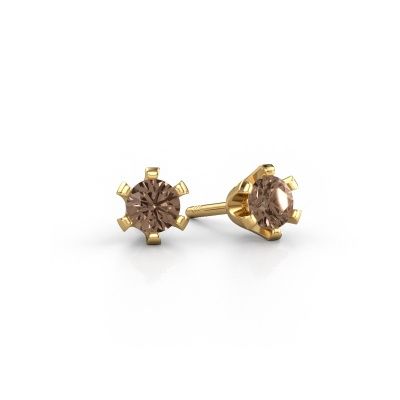 Clous d'oreilles Shana 585 or jaune diamant brun 0.25 crt