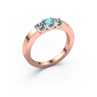 Ring Selina 1 585 rose gold blue topaz 3.7 mm