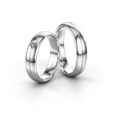 Wedding rings set WH0221LM35XP ±0.20x0.06 in 14 Carat white gold diamond 0.03 crt