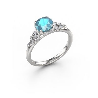 Engagement ring Emma RND 950 platinum blue topaz 6.5 mm