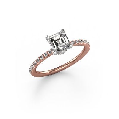 Bague de fiançailles Crystal ASSC 4 585 or rose diamant synthétique 1.25 crt