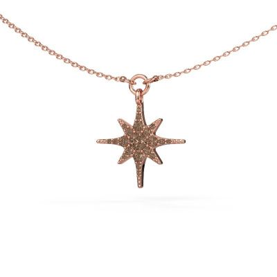 Halsketting Star 585 rosé goud bruine diamant 0.29 crt
