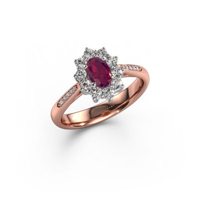 Verlobungsring Leesa 2 585 Roségold Rhodolit 6x4 mm