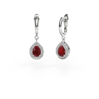 Pendants d'oreilles Ginger 1 950 platine rubis 7x5 mm