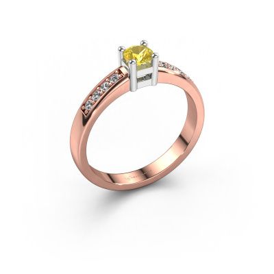 Verlobungsring Eline 2 585 Roségold Gelb Saphir 3.7 mm