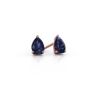 Clous d'oreilles Sam PER 585 or rose saphir 7x5 mm