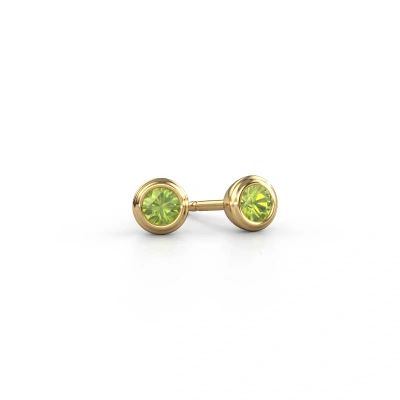 Stud earrings Shemika 585 gold peridot 3.4 mm
