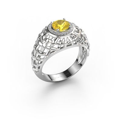 Pinky ring Jens 585 white gold yellow sapphire 6.5 mm