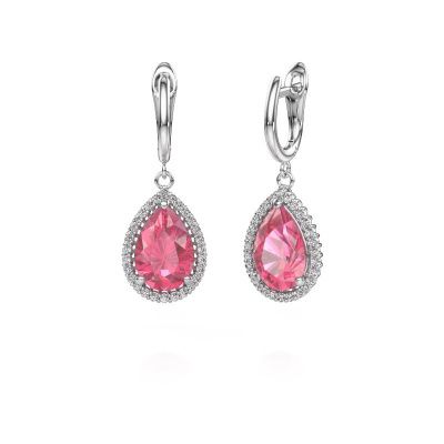 Pendants d'oreilles Tilly per 3 950 platine saphir rose 12x8 mm