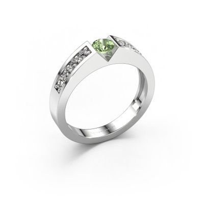 Engagement ring Lizzy 2 950 platinum green lab grown diamond 4.2 mm