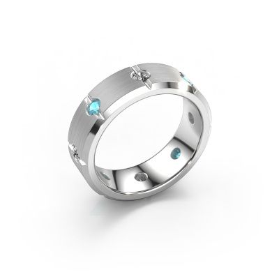 Bague pour homme Irwin 585 or blanc topaze bleue 2.7 mm