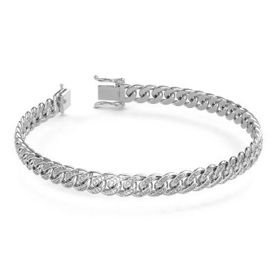 Cuban link armband ±8 mm witgoud lab-grown diamant