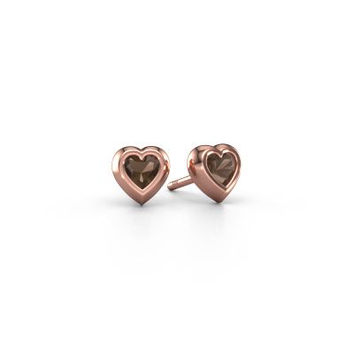 Clous d'oreilles Charlotte 585 or rose quartz fumé 4 mm