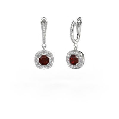 Drop earrings Marlotte 2 950 platinum garnet 5 mm