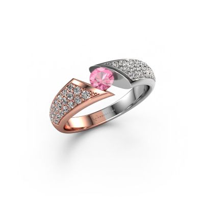 Engagement ring Hojalien 3 585 rose gold pink sapphire 4.2 mm