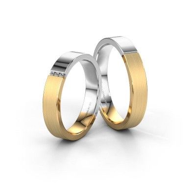 Wedding rings set WH1100LM14AMP ±4x1.7 mm 14 Carat gold diamond 0.008 crt